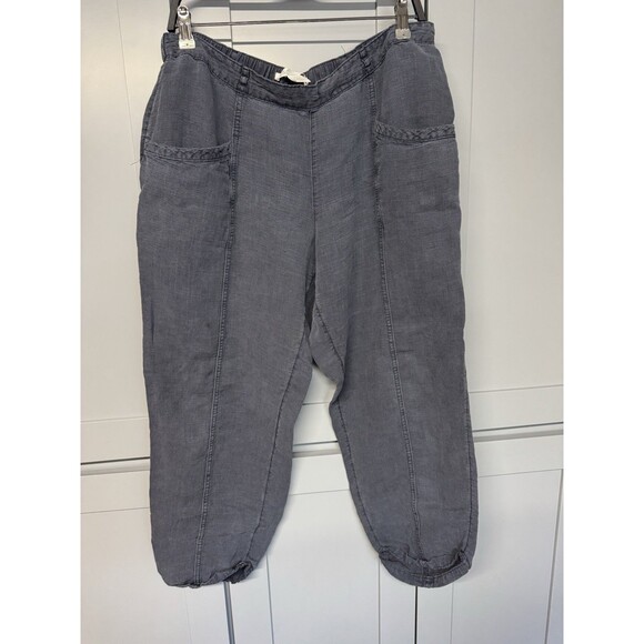 C&C‎ California Dusty Cropped Pants Cropped  XL Linen Blend Pockets Lagenlook - Picture 1 of 7